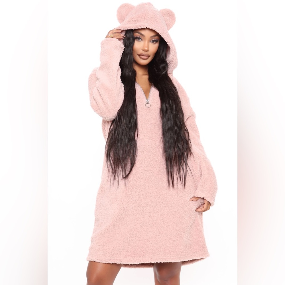 Bear Cave Cozy Plush PJ Hoodie - Blush 🐻